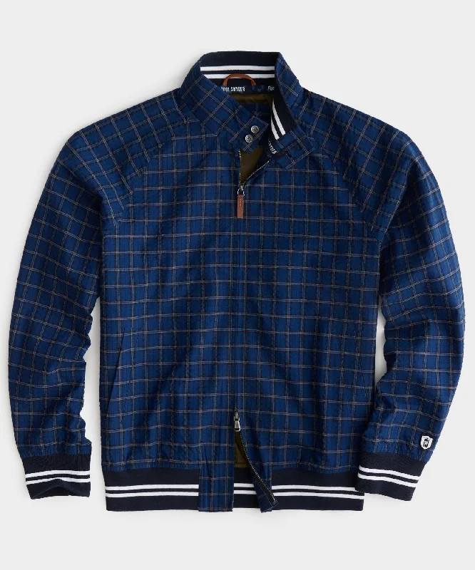 Todd Snyder x FootJoy Seersucker Plaid Harrington Jacket In Navy