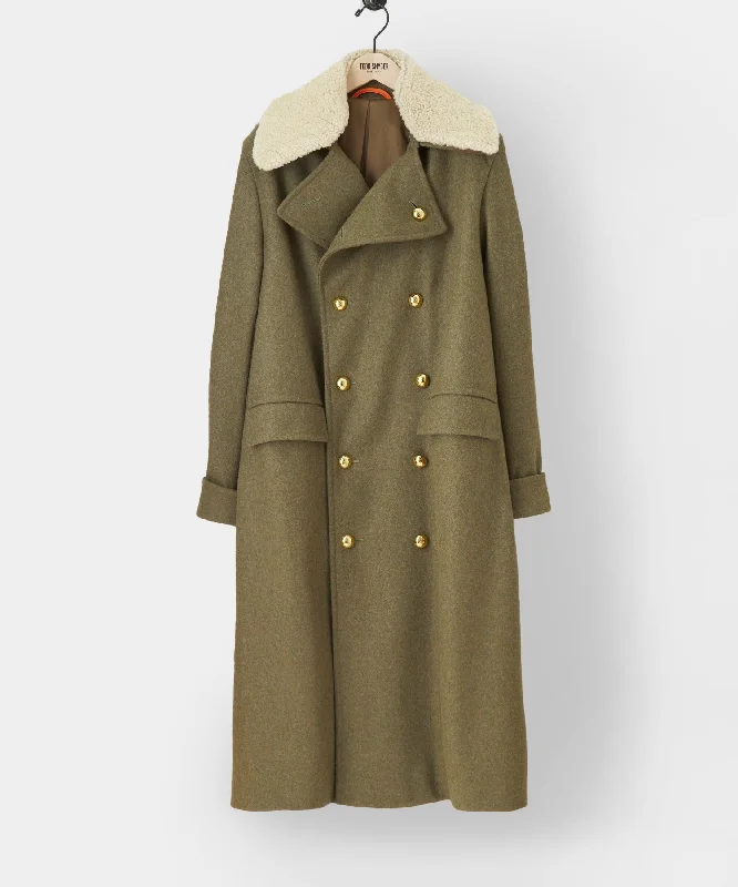 Todd Snyder X Private White DB Great Coat with Removable Shearling Top Collar