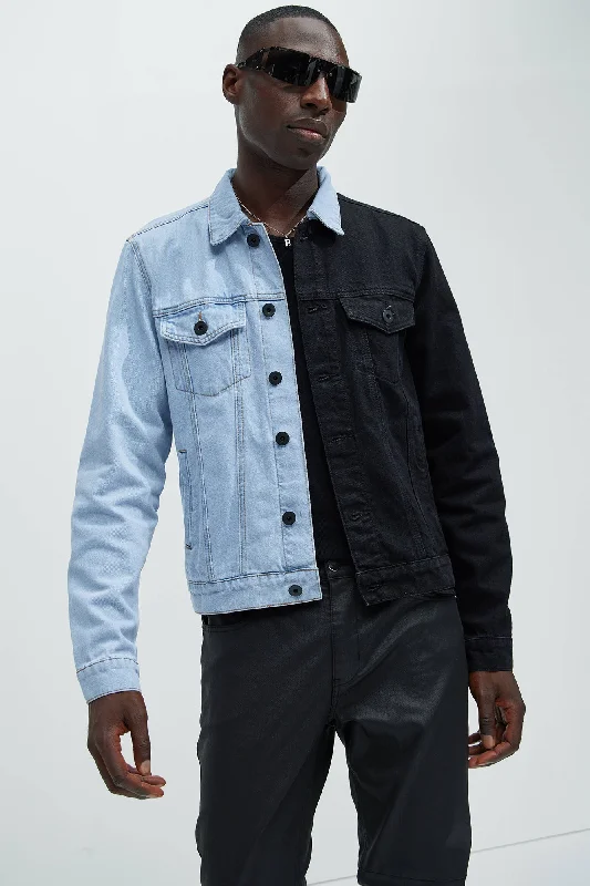 Two Tone Denim Jacket - Black/Combo