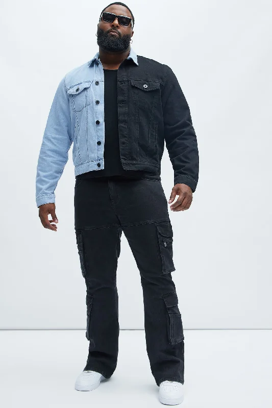 Two Tone Denim Jacket - Black/Combo