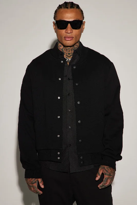 Tyson Fleece Bomber Jacket - Black