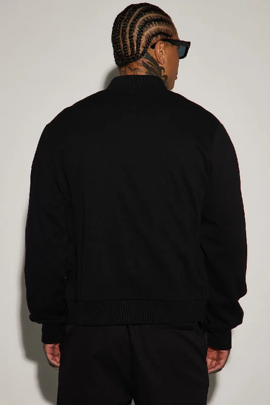 Tyson Fleece Bomber Jacket - Black