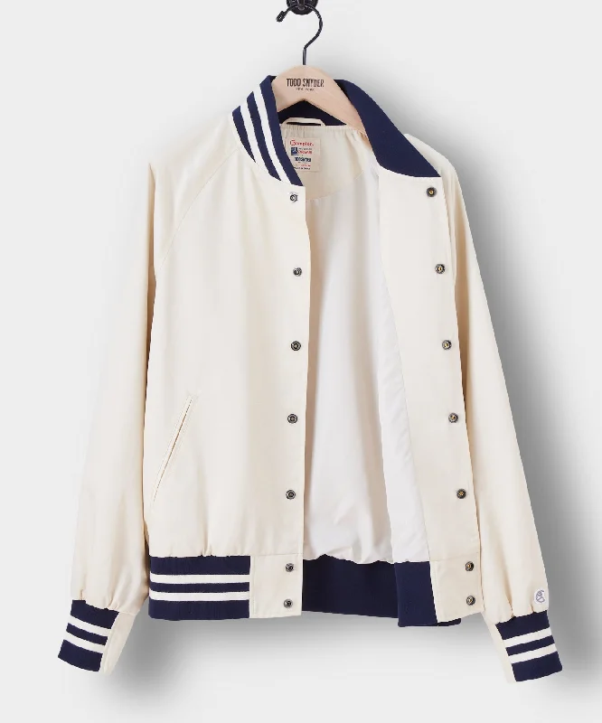 Champion Varsity Bomber Jacket in Cream