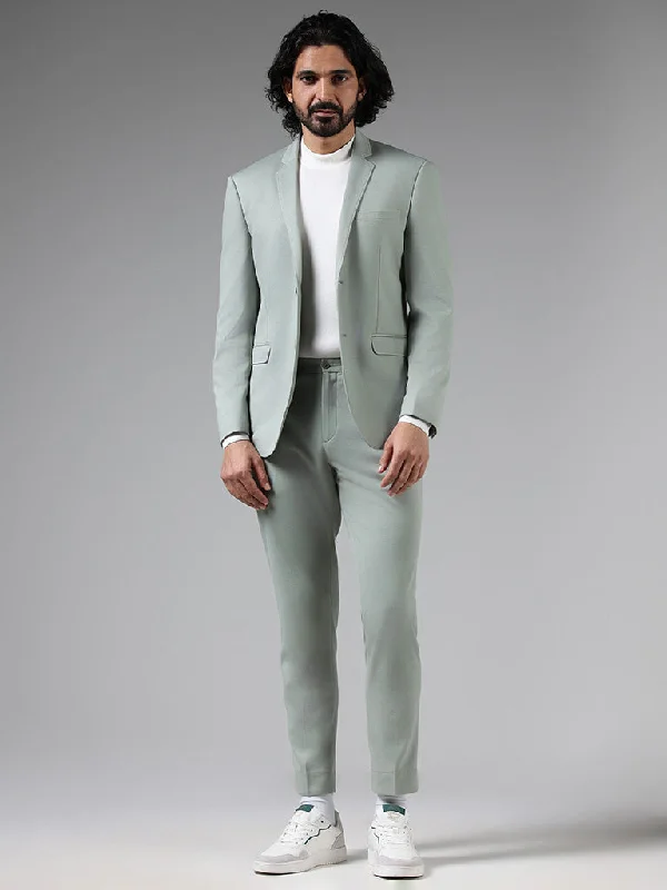 WES Formals Solid Sage Slim-Fit Blazer