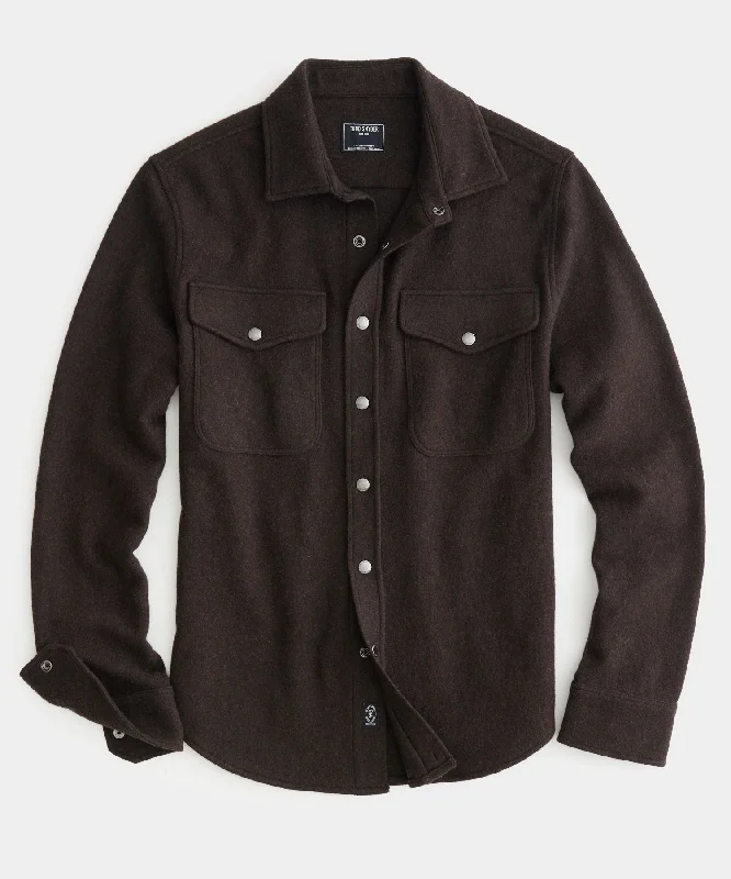 Wool Cashmere Military Shirt in Brown