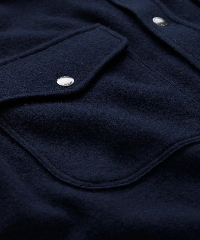 Wool Cashmere Military Shirt in Navy